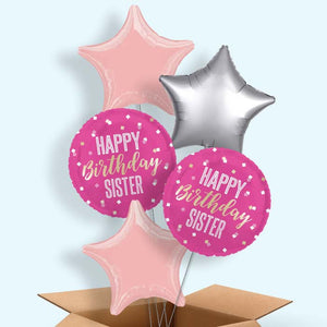 Hot Pink Happy Birthday Sister Helium Balloon in a Box