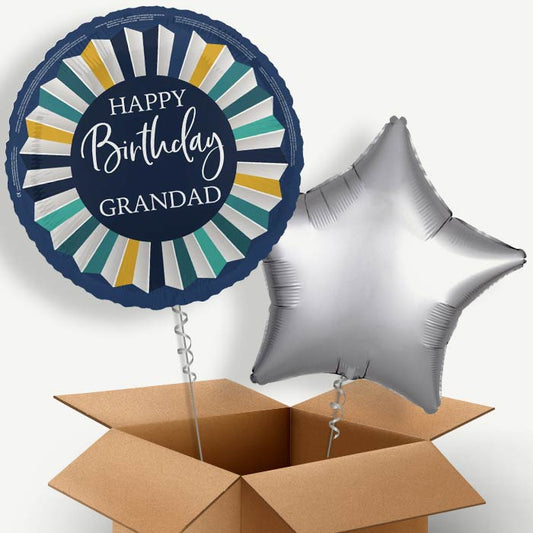 Navy Blue Happy Birthday Grandad Helium Balloon Pair | Party Save Smile