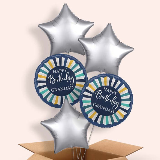 Navy Blue Happy Birthday Grandad Helium Balloon in a Box - 5 Balloon | Party Save Smile