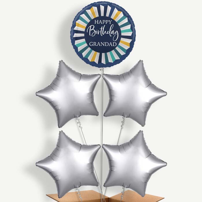 Navy Blue Happy Birthday Grandad Helium Cluster Balloons | Party Save Smile