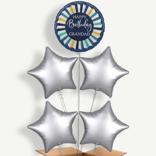 Navy Blue Happy Birthday Grandad Helium Cluster Balloons | Party Save Smile