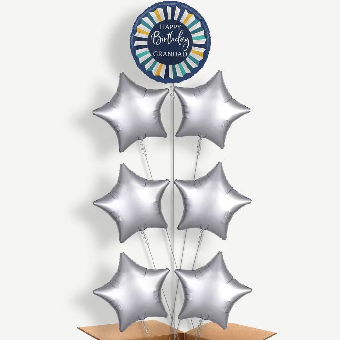 Navy Blue Happy Birthday Grandad Helium Balloon Arrangement | Party Save Smile