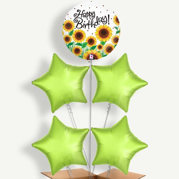 Sunflower Happy Birthday Helium Cluster Balloons | Party Save Smile