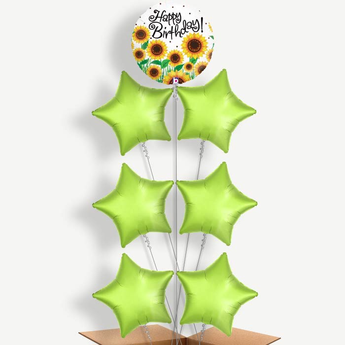 Sunflower Happy Birthday Helium Balloon Arrangement | Party Save Smile