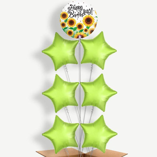 Sunflower Happy Birthday Helium Balloon Arrangement | Party Save Smile