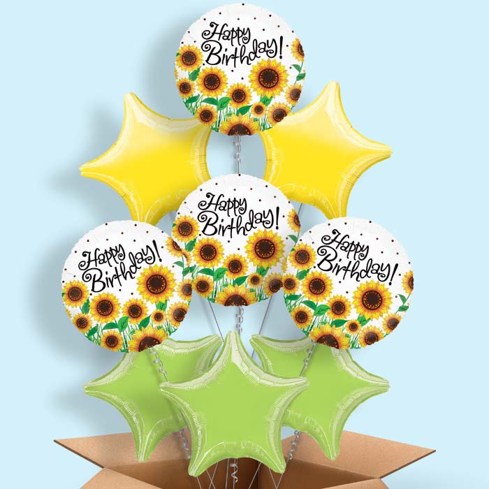 Sunflower Happy Birthday Helium Balloon in a Box - 9 Balloon | Party Save Smile
