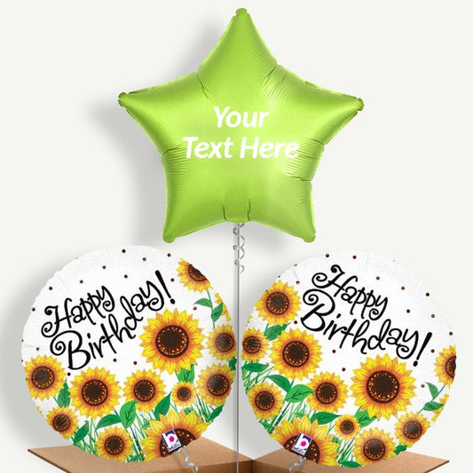 Personalisable Sunflower Happy Birthday Helium Balloons | Party Save Smile