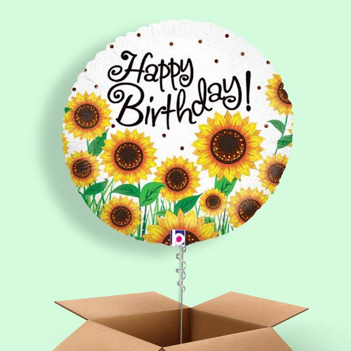 Sunflower Happy Birthday Helium Balloon in a Box - 1 Balloon | Party Save Smile