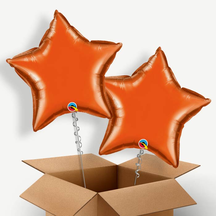 Orange Star Helium Balloon Pair | Party Save Smile