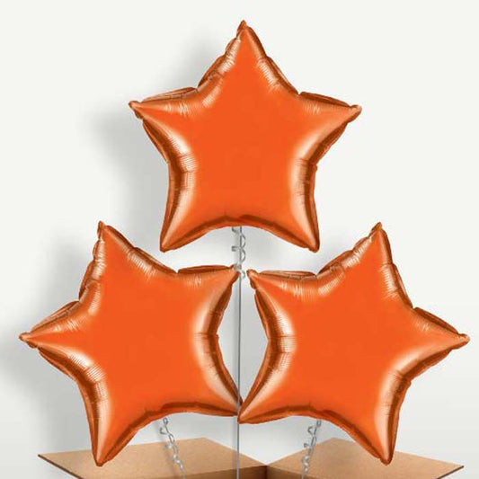 Orange Star Balloon Bunch inflated with Helium | Party Save Smile