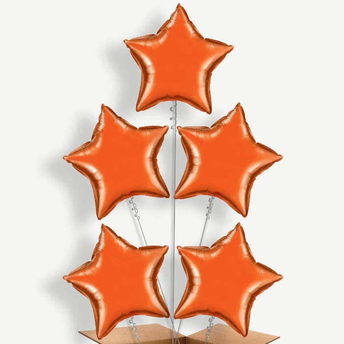 Orange Star Balloon Cluster Inflated with Helium | Party Save Smile