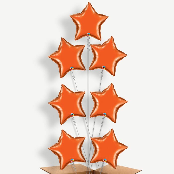 Orange Star Balloon Arrangement Inflated with Helium | Party Save Smile