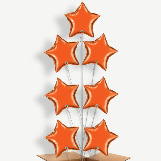 Orange Star Balloon Arrangement Inflated with Helium | Party Save Smile