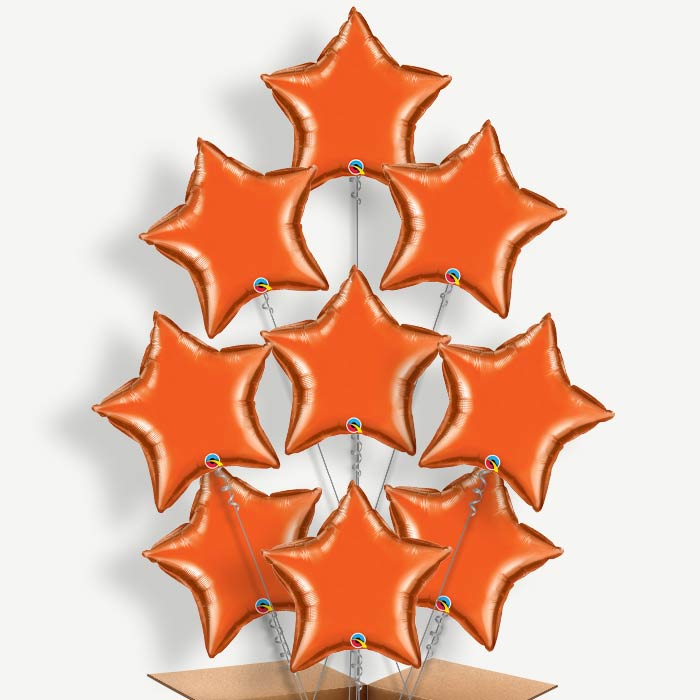 Orange Star Balloon Bundle Inflated with Helium | Party Save Smile