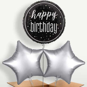 Black & Silver Birthday Bunch of Balloons (Trio)