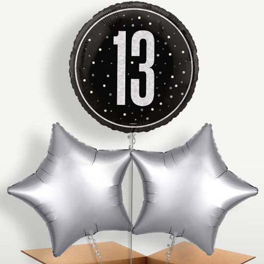 Black & Silver 13th Birthday Bunch of Balloons | Party Save Smile