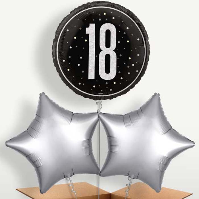 Black and Silver 18th Birthday Bunch of Balloons | Party Save Smile