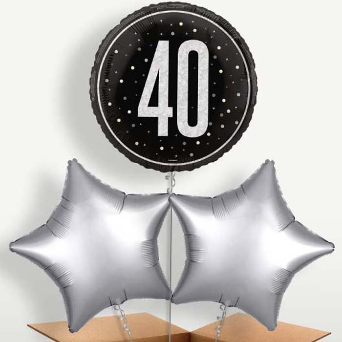 Black & Silver 40th Birthday Bunch of Balloons | Party Save Smile