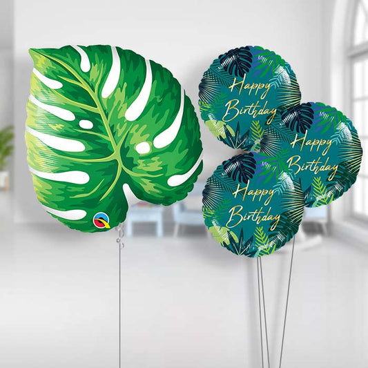 Tropical Leaf Birthday Balloon Bouquet - Themed Bouquet | Party Save Smile