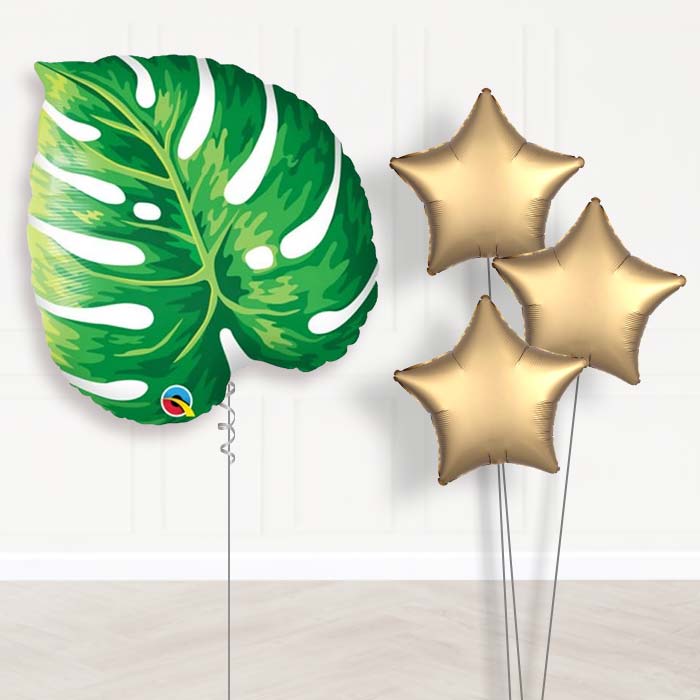 Tropical Leaf Birthday Balloon Bouquet - Plain Bouquet | Party Save Smile
