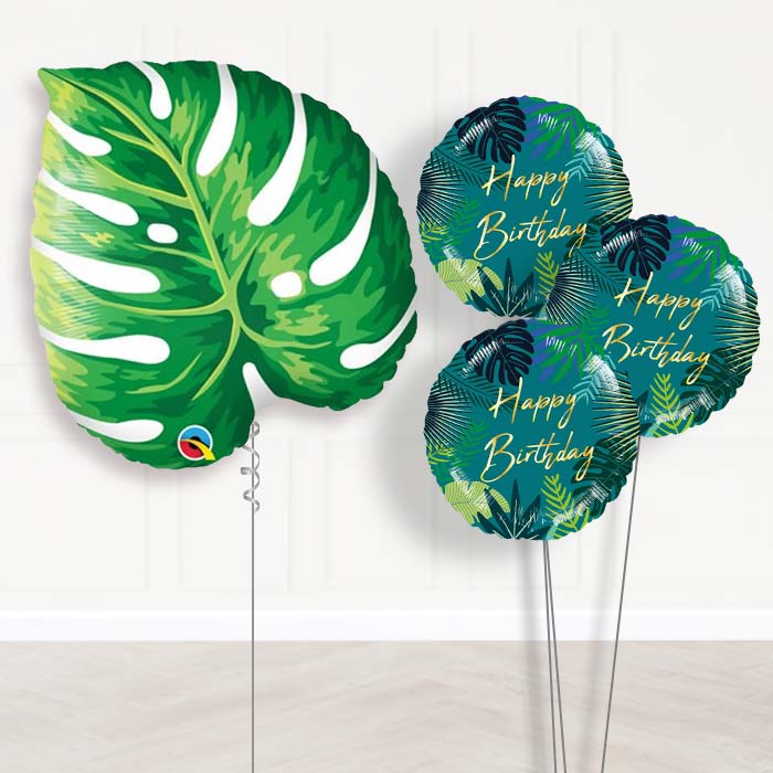 Tropical Leaf Birthday Balloon Bouquet - Themed Bouquet | Party Save Smile