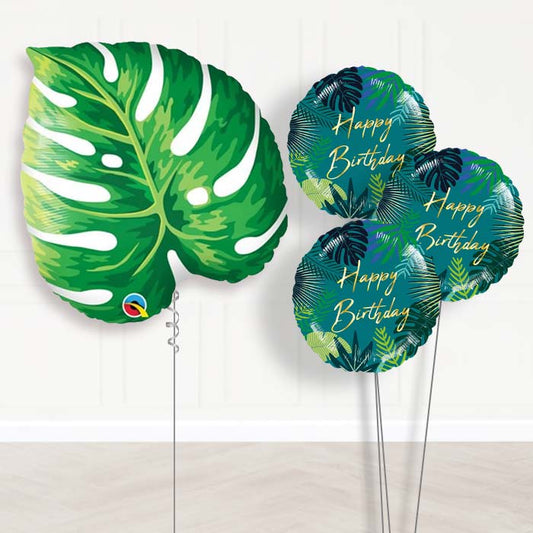 Tropical Leaf Birthday Balloon Bouquet - Themed Bouquet | Party Save Smile