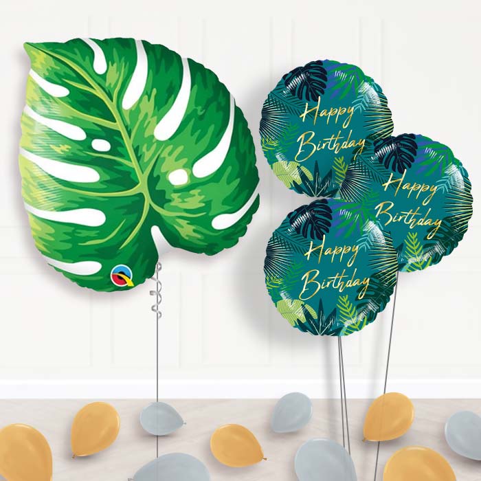Tropical Leaf Birthday Balloon Bouquet - Themed Bouquet and Latex | Party Save Smile
