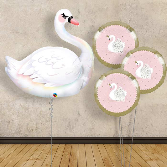 Swan Inflated Balloon Display Delivered - Themed Bouquet | Party Save Smile