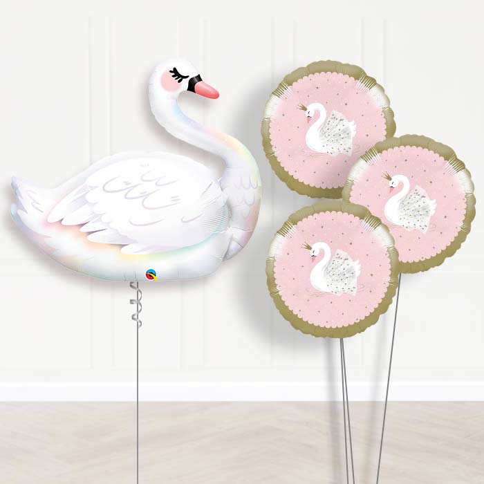 Swan Inflated Balloon Display Delivered - Themed Bouquet | Party Save Smile