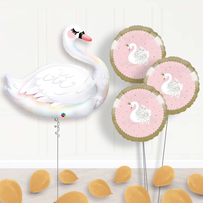 Swan Inflated Balloon Display Delivered - Themed Bouquet and Latex | Party Save Smile