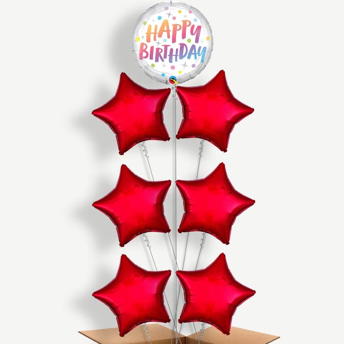 Rainbow Dots Pastel Birthday Helium Balloon Arrangement | Party Save Smile
