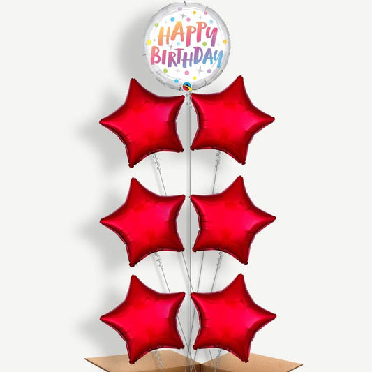 Rainbow Dots Pastel Birthday Helium Balloon Arrangement | Party Save Smile