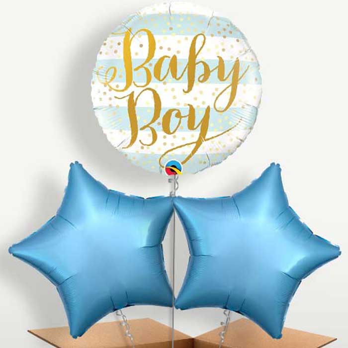 New Baby Boy Bunch of Balloons inflated with Helium | Party Save Smile
