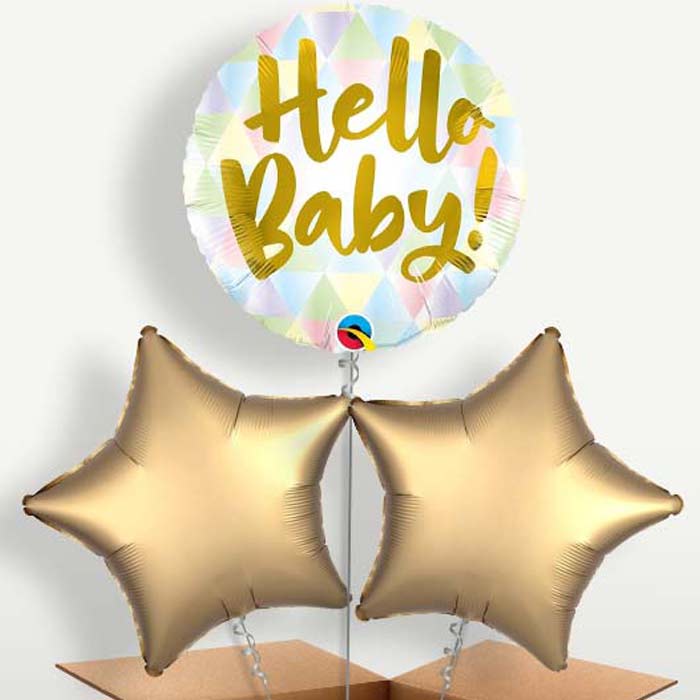 Hello Baby Balloons in a Bunch Inflated with Helium | Party Save Smile
