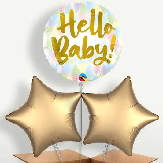Hello Baby Balloons in a Bunch Inflated with Helium | Party Save Smile