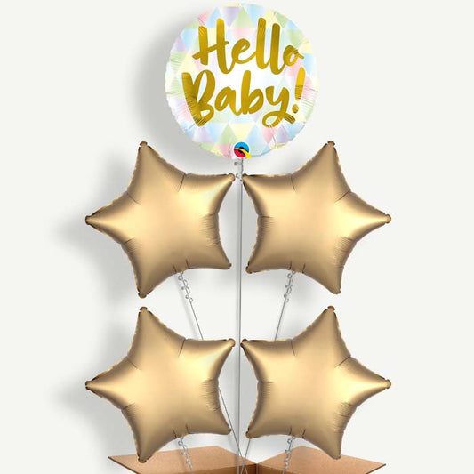 Hello Baby Balloon Cluster Inflated with Helium | Party Save Smile