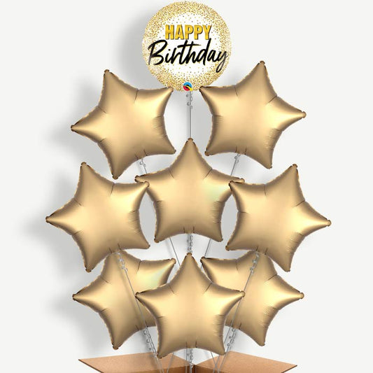 Gold Glitter Happy Birthday Helium Balloon Bundle | Party Save Smile