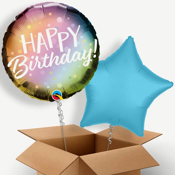 Metallic Pastel Happy Birthday Helium Balloon Pair | Party Save Smile