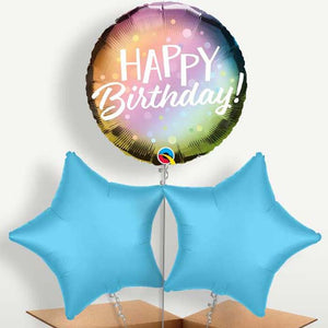 Metallic Pastel Happy Birthday Balloon Bunches (Trio)