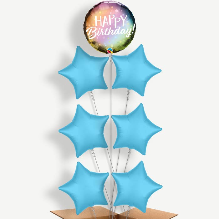 Metallic Pastel Happy Birthday Helium Balloon Arrangement | Party Save Smile
