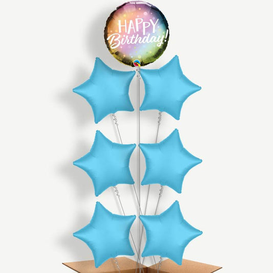 Metallic Pastel Happy Birthday Helium Balloon Arrangement | Party Save Smile