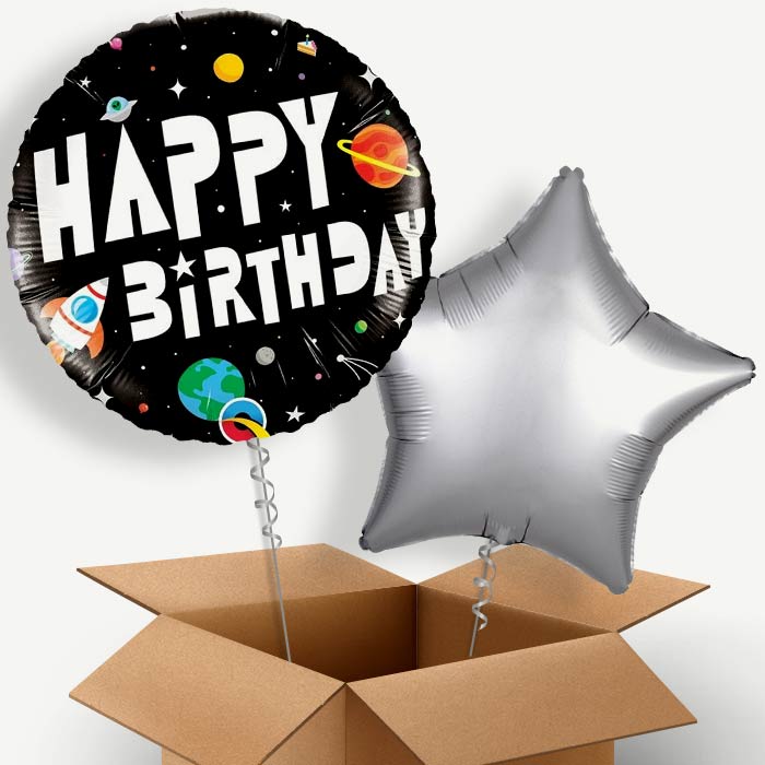 Space Happy Birthday Helium Balloon Couple | Party Save Smile