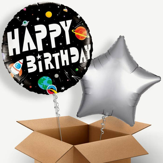 Space Happy Birthday Helium Balloon Couple | Party Save Smile