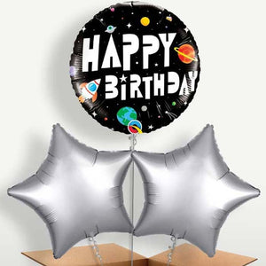 Space Happy Birthday Helium Bunch of Balloons (Trio)