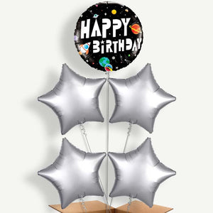 Space Happy Birthday 5 Helium Balloon Cluster