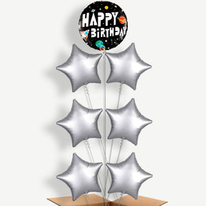 Space Happy Birthday 7 Helium Balloon Arrangement
