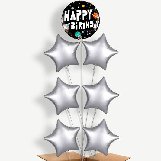 Space Happy Birthday Helium Balloon Arrangement | Party Save Smile