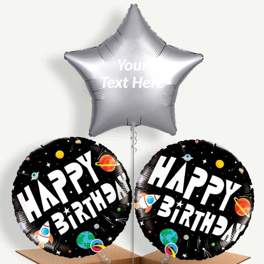 Personalisable Space Happy Birthday Helium Balloons | Party Save Smile