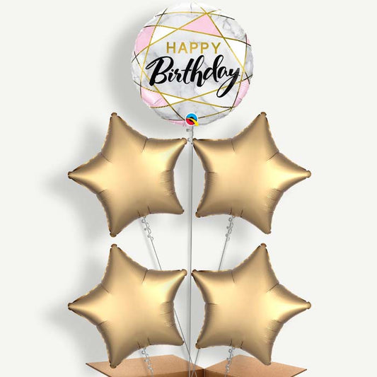 Marble Effect Happy Birthday Helium Cluster Balloons | Party Save Smile