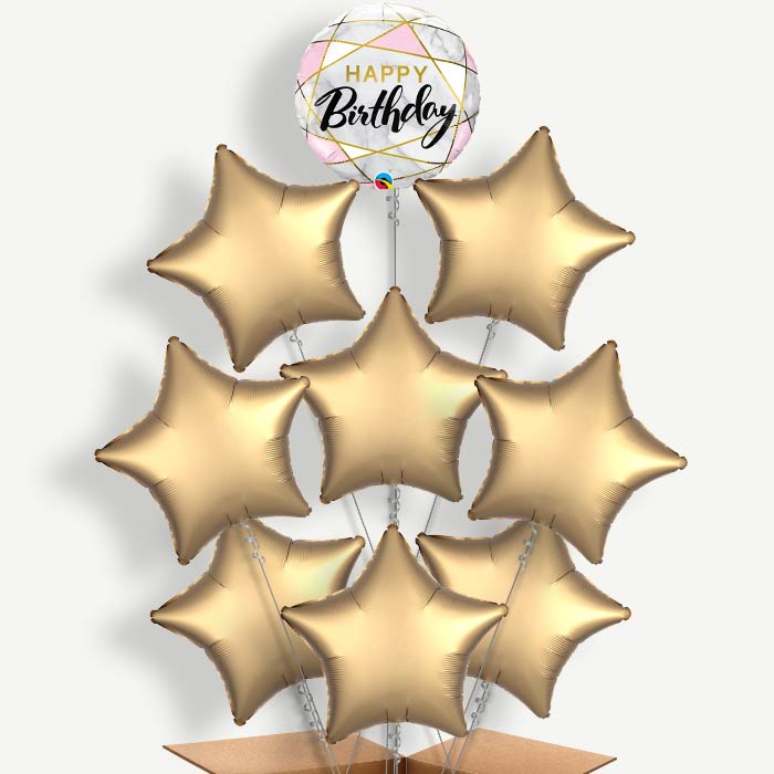 Marble Effect Happy Birthday Helium Balloon Bundle | Party Save Smile